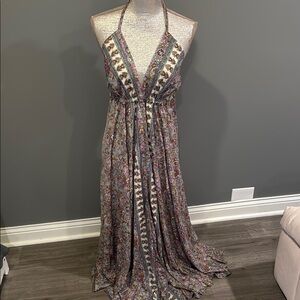 Elegant Multicolor Halter Maxi Dress